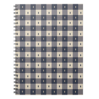 Navy Gray Checkerboard Diamond Pattern Notitieboek