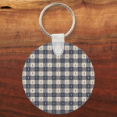 Navy Gray Checkerboard Diamond Pattern Sleutelhanger (Achterkant)