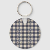 Navy Gray Checkerboard Diamond Pattern Sleutelhanger (Achterkant)