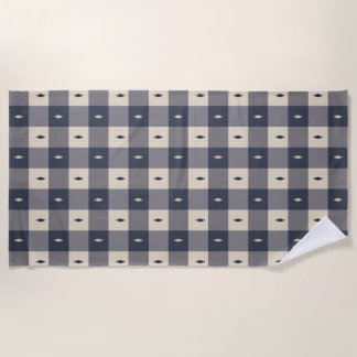 Navy Gray Checkerboard Diamond Pattern Strandlaken
