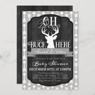 Navy Gray Tribal Deer Baby shower Invitation Kaart