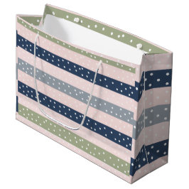 Navy Green and Gray Polka Stripe Pattern – Elegant Groot Cadeauzakje