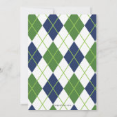 Navy & Green Argyle Golf Feest Uitnodigingen (Achterkant)