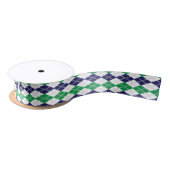 Navy Green en White Argyle Ribbon Lint (Spoel)