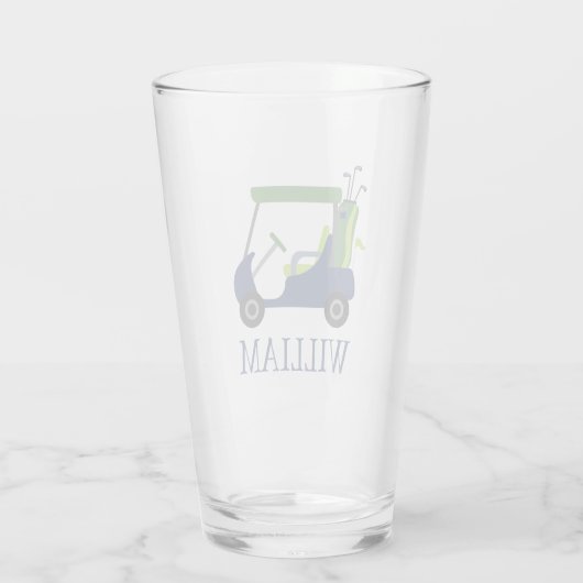Navy & Green Golf Cart - gepersonaliseerde glastro Glas (Achterkant)