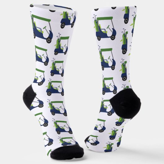 Navy & Green Golf Cart Pattern Socks Sokken (Gebogen)