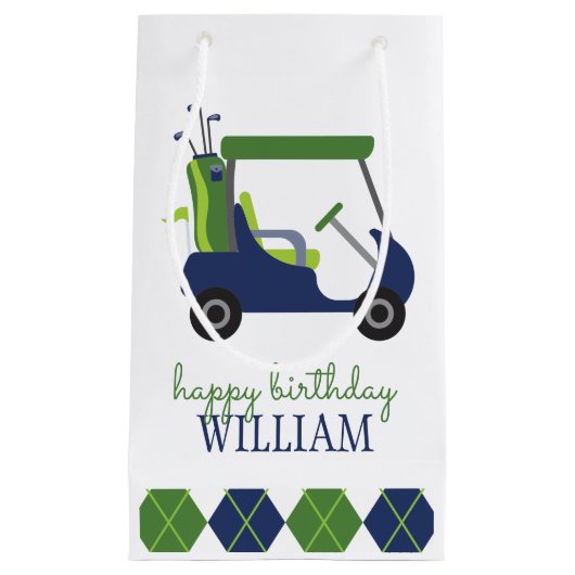 Navy & Green Golf Cart persoonlijke cadeautas (Voorkant)
