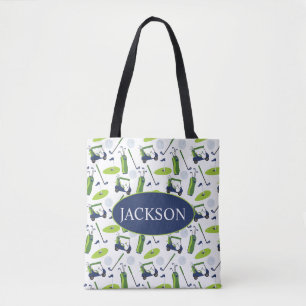 Navy & Green Golf gepersonaliseerd Draagtas