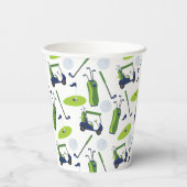 Navy & Green Golf gepersonaliseerd Papieren Bekers (Achterkant)