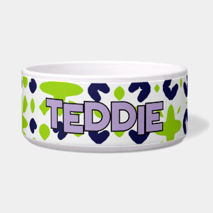 Navy Green Paarse speelse geometrische ontwerp Voerbakje