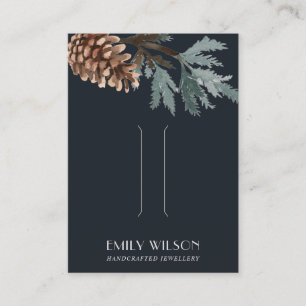 NAVY GREEN PINE CONE TREE BRANCH HAIR CLIP DISPLAY VISITEKAARTJE