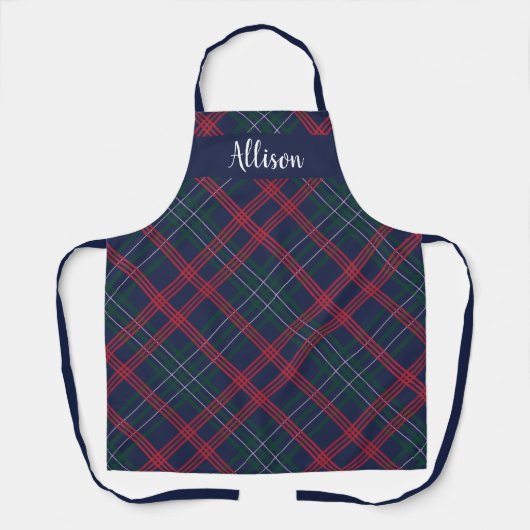Navy Green Red Tartan Pset Personalized Holiday Schort (Voorkant)