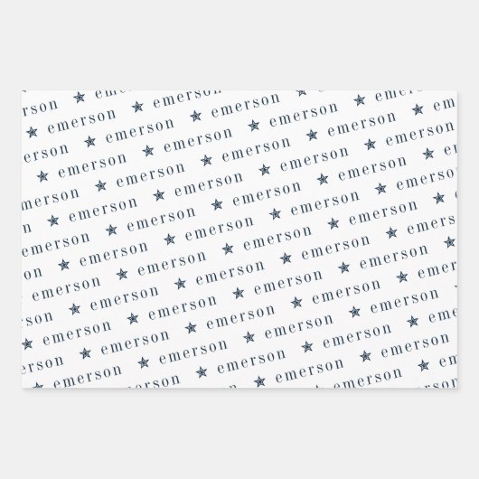 Navy Green Repo Monogram Name Star Inpakpapier Vel (Voorkant 2)