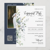 Navy Green verlaat de verlovingsfeest QR Code Foto Kaart (Voorkant / Achterkant)