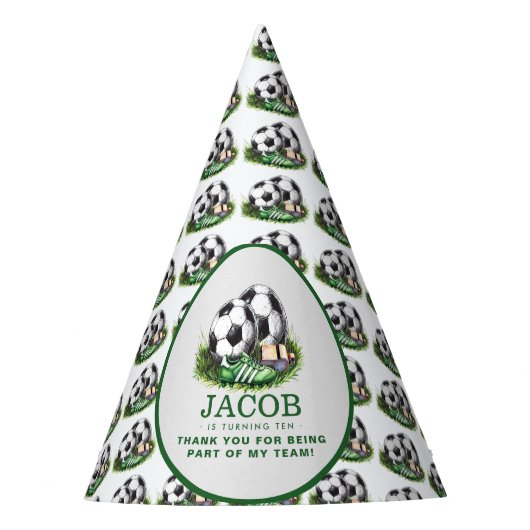 Navy green Voetbal Kinder Waterverf Feesthoedjes (Voorkant)