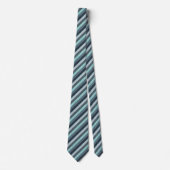 Navy Grey Blauwgroen Striped Stropdas (Voorkant)