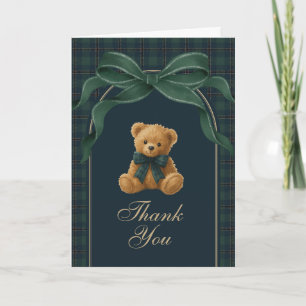 Navy groene polo teddybeer jongens baby shower opg bedankkaart
