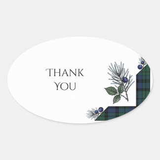 Navy groene tartan Schotse trouw-sticker voor dank Ovale Sticker
