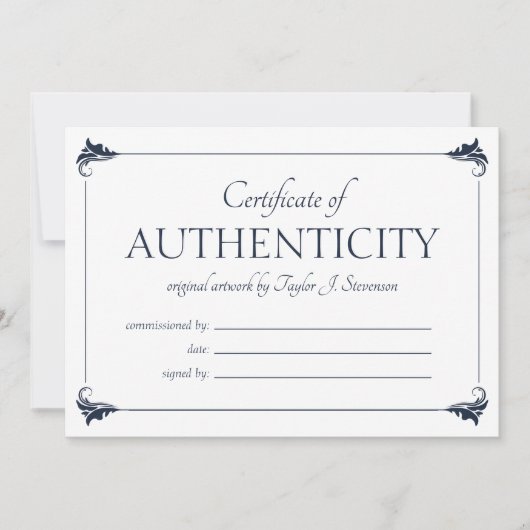 Navy Groter Certificaat van Authenticiteit (Voorkant)