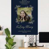 Navy Hand Lettered Chic Flourish Funeral Memorial Poster (Thuiskantoor)