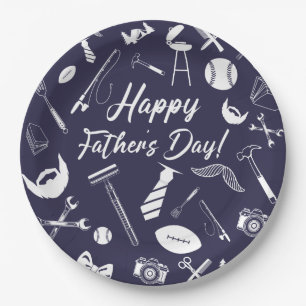 Navy Happy Vaderdag Papieren Bordje