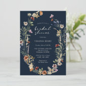 Navy Herfst Boho Bridal Shower Kaart (Staand voorkant)