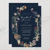 Navy Herfst Boho Bridal Shower Kaart (Voorkant / Achterkant)