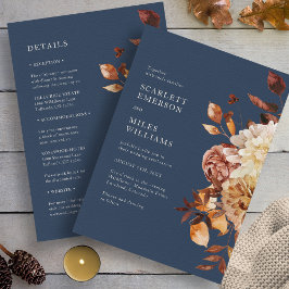 Navy Herfst in één bruiloft Kaart