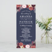 Navy Herfst Marsala Blush Pioen Trouwprogramma's Programma (Staand voorkant)