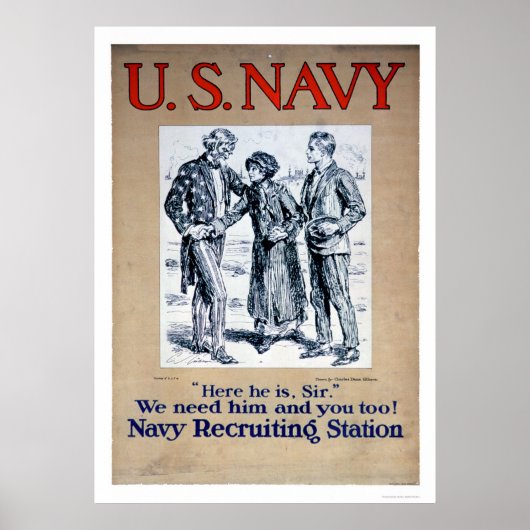 Navy - Hier is hij Sir (US02306) Poster (Voorkant)