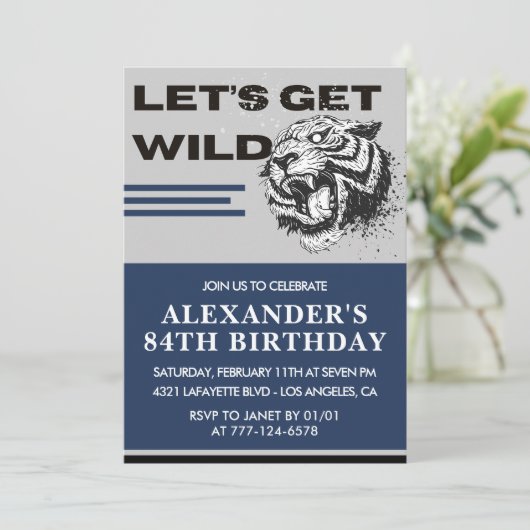 Navy Hommes 84e anniversaire invitations Tiger (Debout devant)