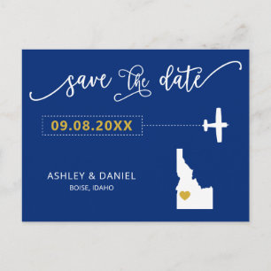 Navy Idaho Wedding Save the Date Map Briefkaart
