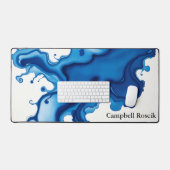 Navy Indigo Abstract Watercolor Bureaumat (Keyboard & Muis)