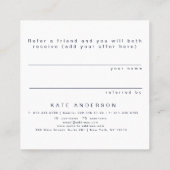 Navy Indigo Blue Feather Gold Glitter Referral Vierkante Visitekaartje (Achterkant)