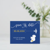 Navy Ireland Wedding Save the Date Kaart (Staand voorkant)