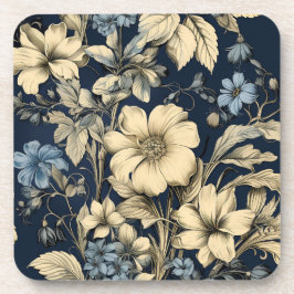  Navy & Ivoor Flowers Wedding Onderzetter