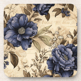  Navy & Ivoor Flowers Wedding Onderzetter