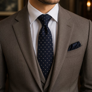 Navy Ivoor Tijdloze Executive Couture Stropdas
