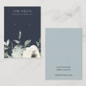 NAVY IVORY WHITE FLORAL BUNCH EARRING DISPLAY VISITEKAARTJE (Voorkant / Achterkant)