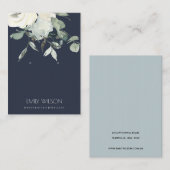 NAVY IVORY WHITE FLORAL BUNCH EARRING DISPLAY VISITEKAARTJE (Voorkant / Achterkant)