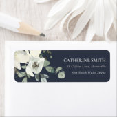 NAVY IVORY WHITE FLORAL WATERVERF BUNCH ADRES ETIKET (Insitu)