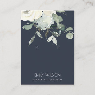 NAVY IVORY WITTE BUNCH EARRING DISPLAY VISITEKAARTJE
