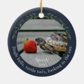Navy Jingle Bells Pet Turtle Kerstmis Keramisch Ornament (Achterkant)