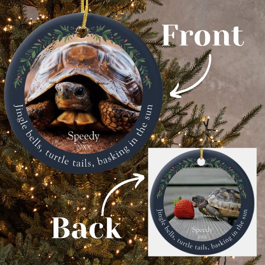Navy Jingle Bells Pet Turtle Kerstmis Keramisch Ornament