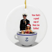 Navy Joe Coffee Company met kerstversiering Keramisch Ornament (Achterkant)