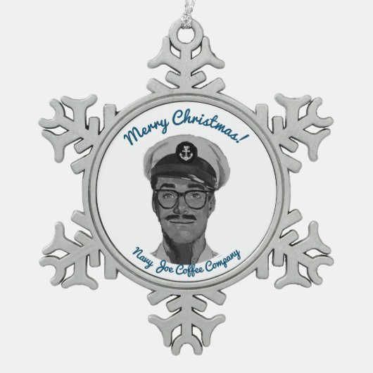 Navy Joe Coffee-kerstversiering Tin Sneeuwvlok Ornament (Voorkant)