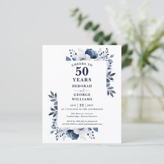 Navy juicht 50 jaar Jubileum-uitnodiging toe (Staand voorkant)