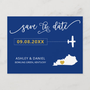 Navy Kentucky Wedding Save the Date Map Briefkaart
