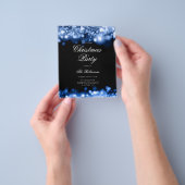 Navy Kerstverlichting Uitnodigen Programma & Menu (Hand)