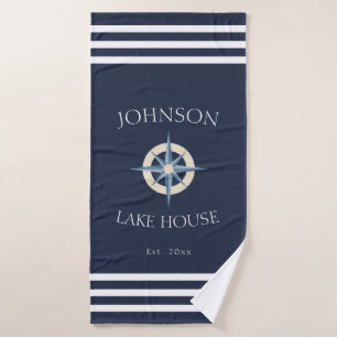 Navy Kompasroos Meerhuis Badhanddoek